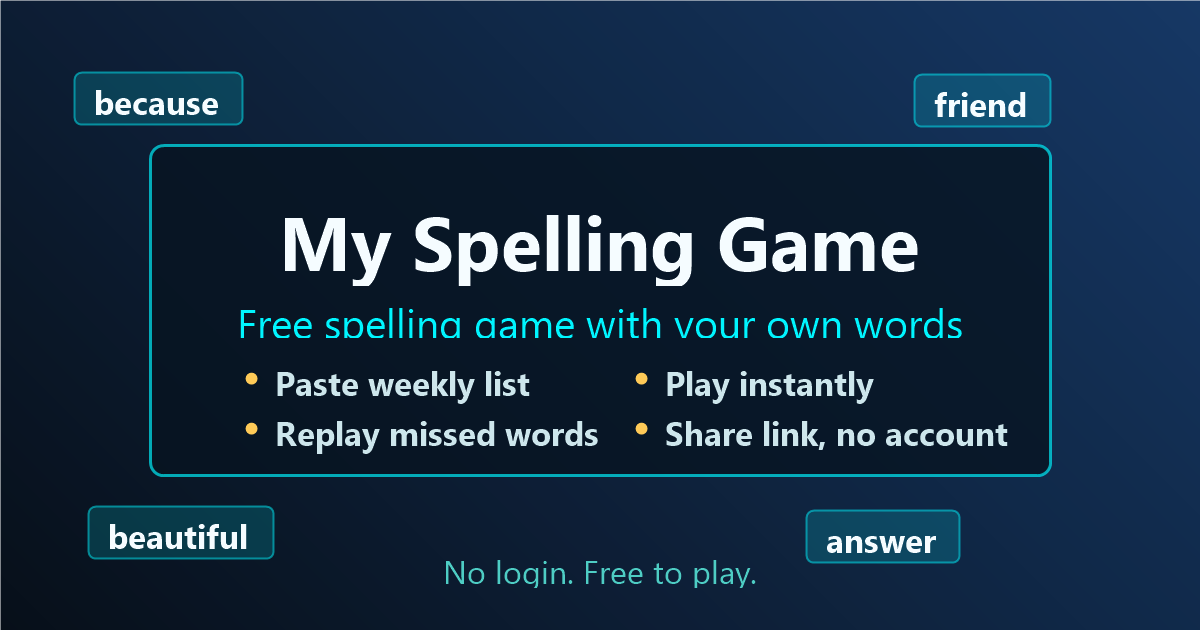 Free Spelling Test With Your Own Words | My Spelling Game